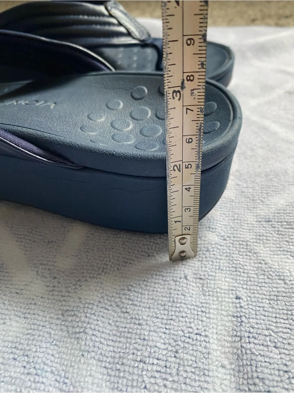 Vionic Cherine Sandal Thong Flip Flop Navy Blue Sz 8 Comfort Orthotic Platform
